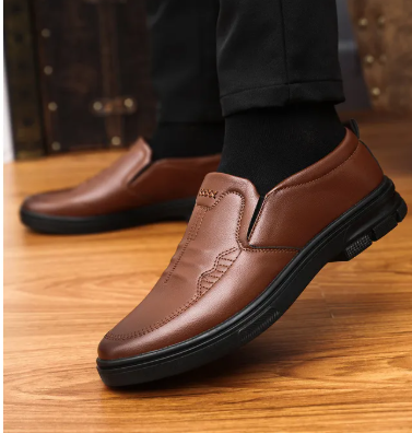 British Korean Style Men's Leather Shoes Chocolate color