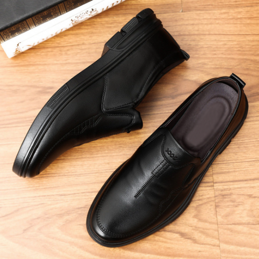British Korean Style Men's Leather Shoes Black color