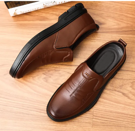 British Korean Style Men's Leather Shoes Chocolate color