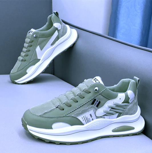 Trbottomy Retro Thick-Soled Low-Top Lace-Up Sports Shoes - Green Color